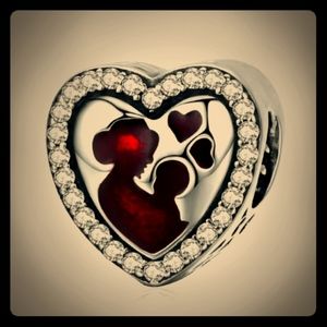 925 Mother Child Charm with CZ stones